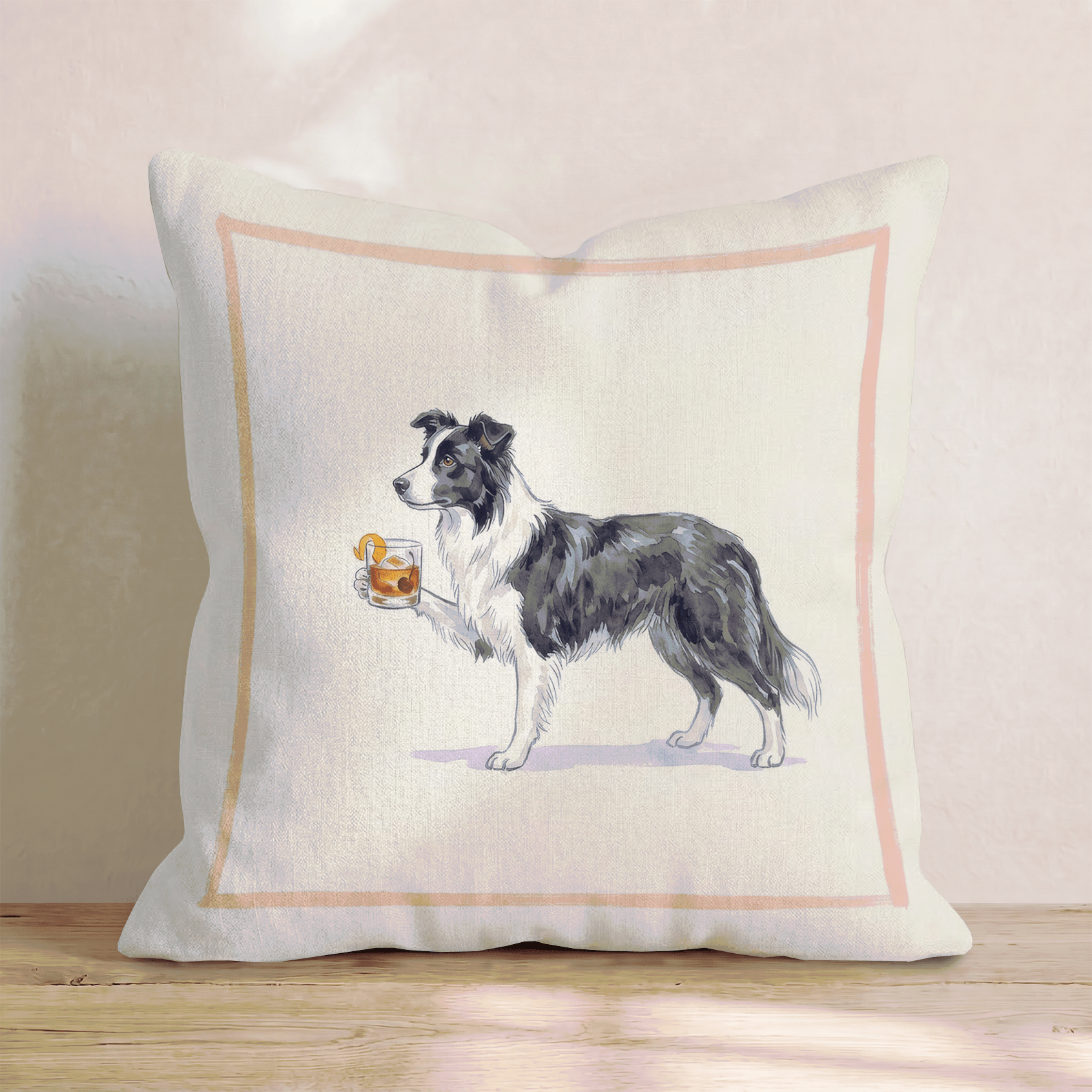 Old Fashioned Border Collie Throw Pillow - Hillcroft Home