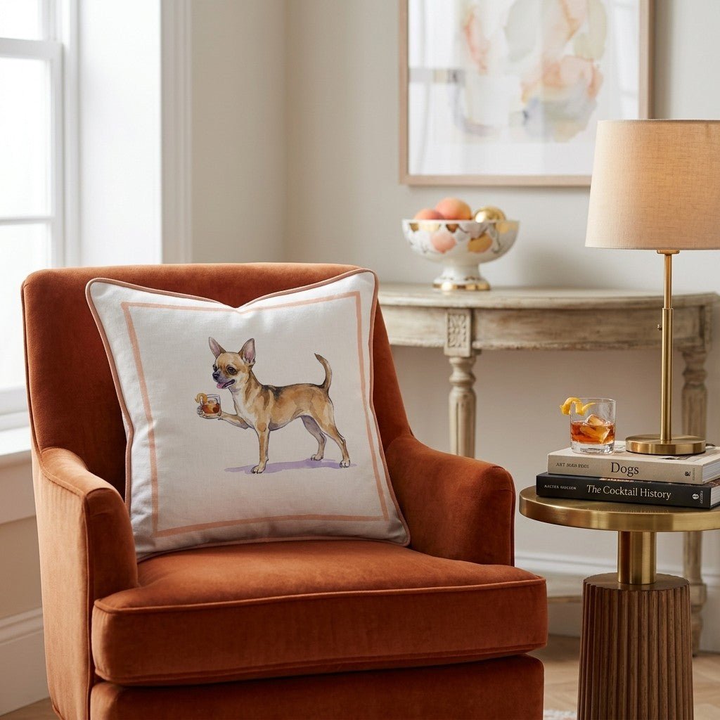 Old Fashioned Chihuahua Throw Pillow - Hillcroft Home