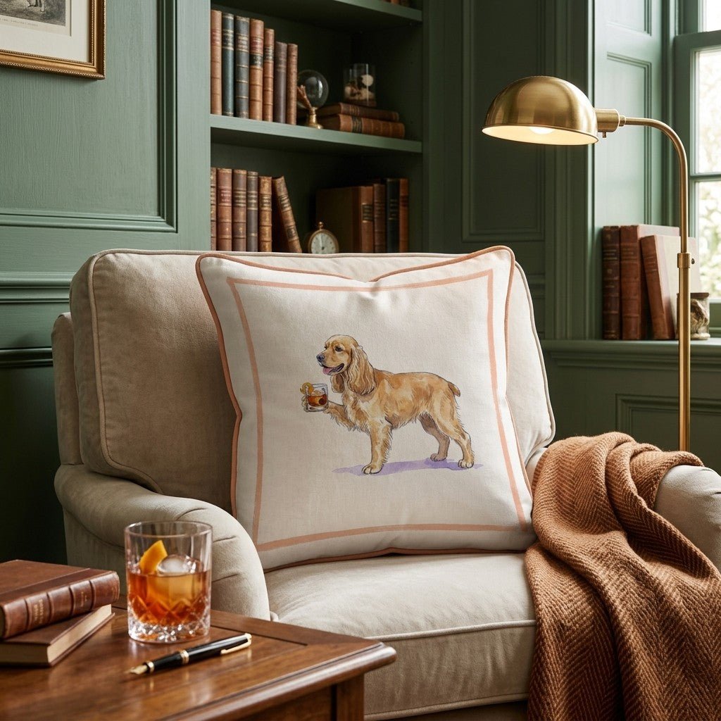 Old Fashioned Cocker Spaniel Throw Pillow - Hillcroft Home