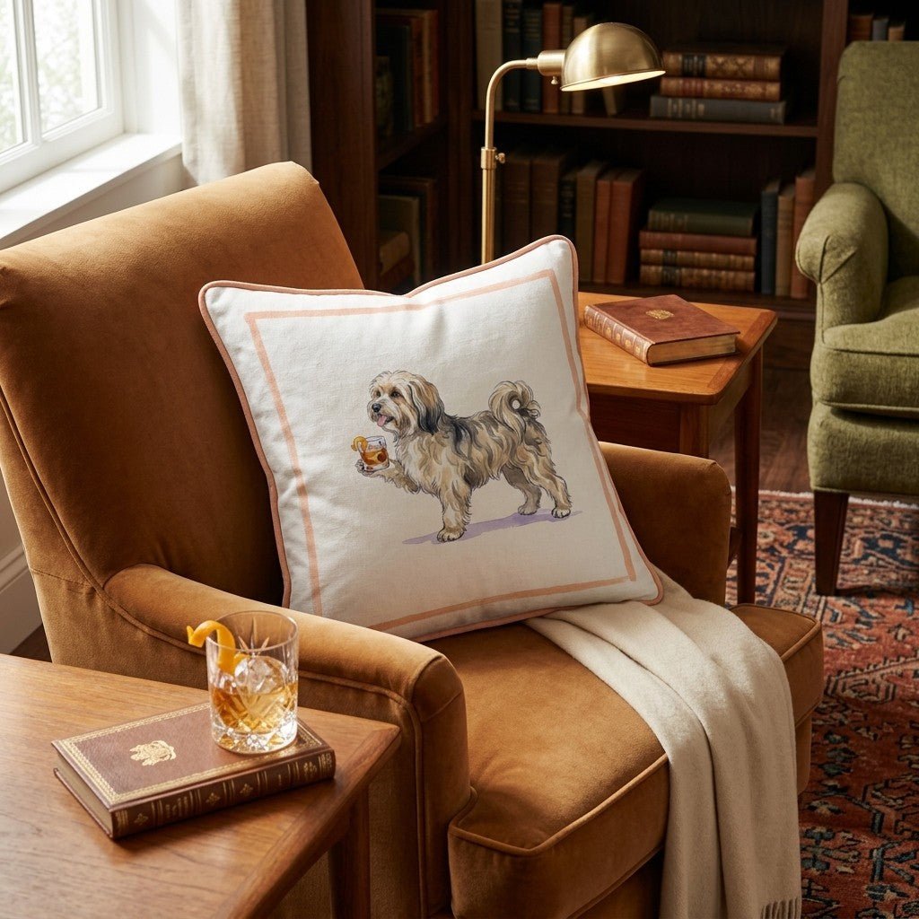 Old Fashioned Havanese Throw Pillow - Hillcroft Home