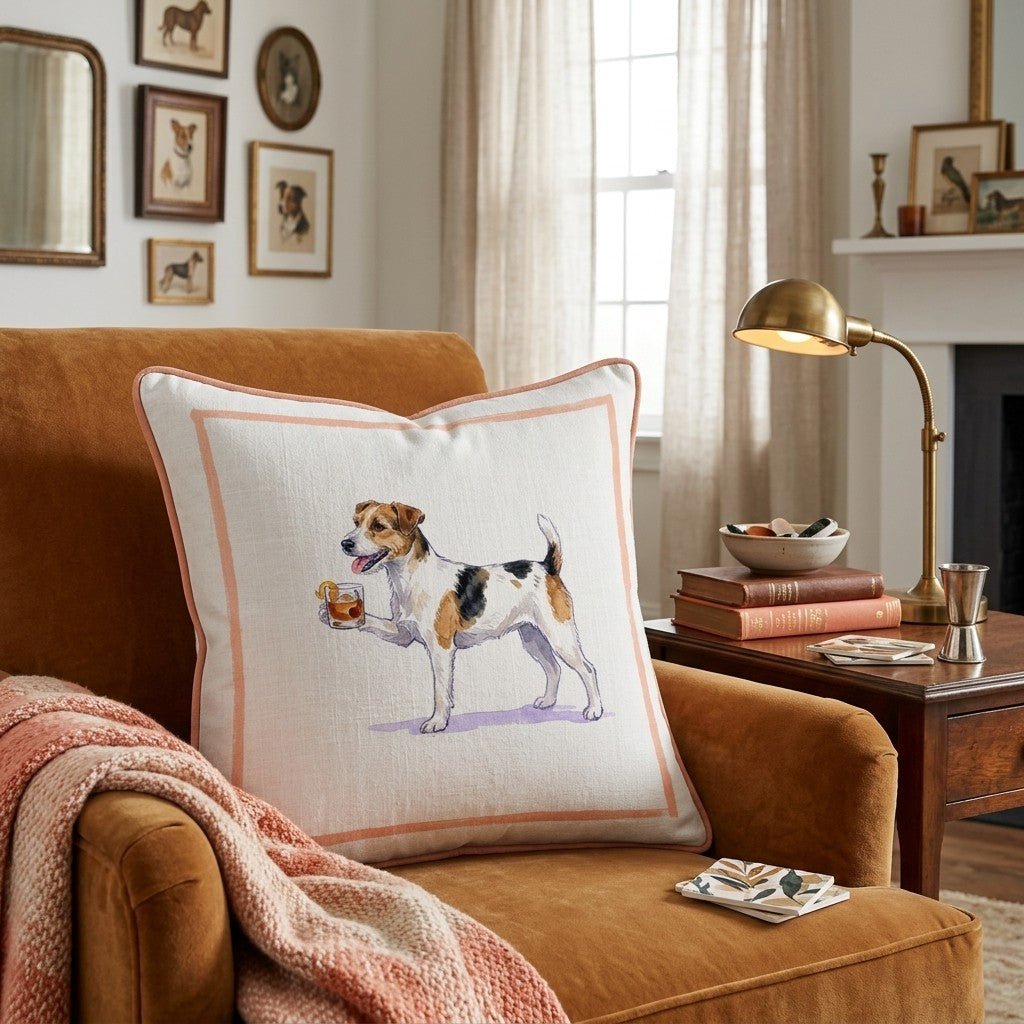 Old Fashioned Jack Russell Throw Pillow - Hillcroft Home