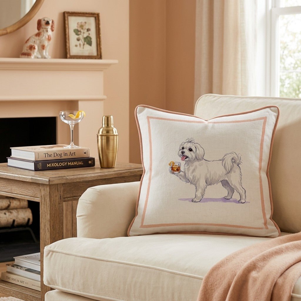 Old Fashioned Maltese Throw Pillow - Hillcroft Home