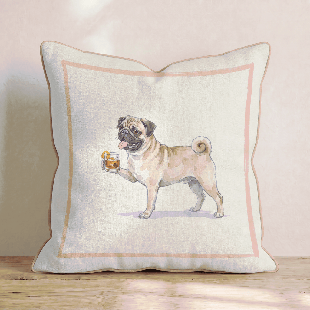 Old Fashioned Pug Throw Pillow - Hillcroft Home