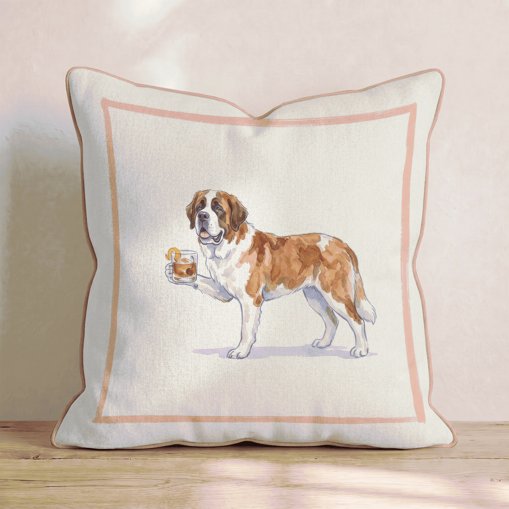 Old Fashioned Saint Bernard Throw Pillow - Hillcroft Home