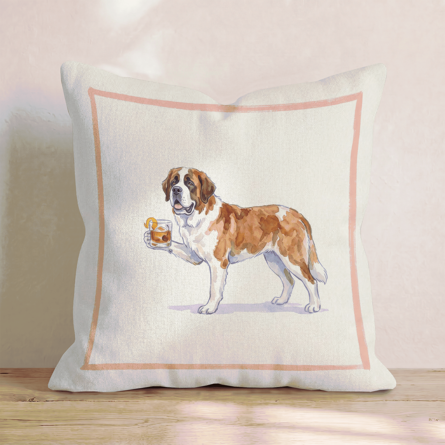 Old Fashioned Saint Bernard Throw Pillow - Hillcroft Home