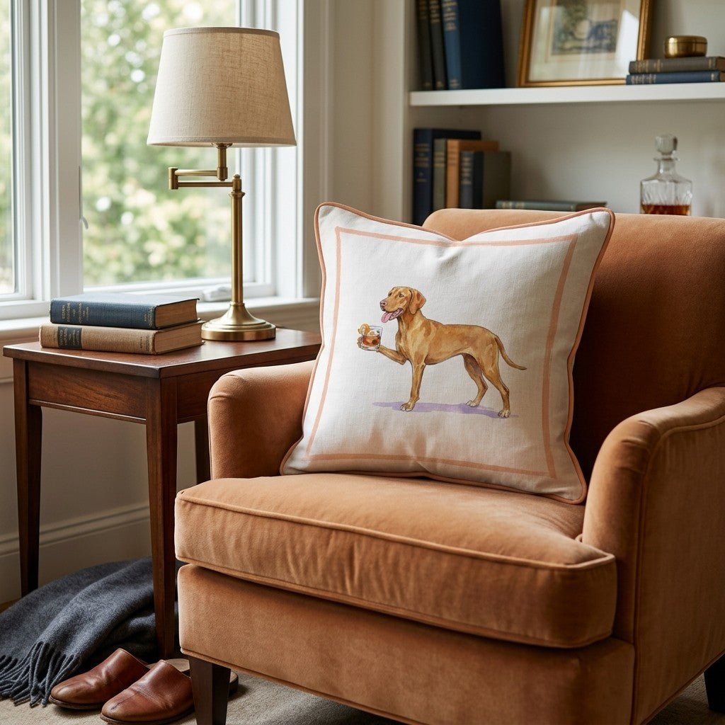 Old Fashioned Vizsla Throw Pillow - Hillcroft Home