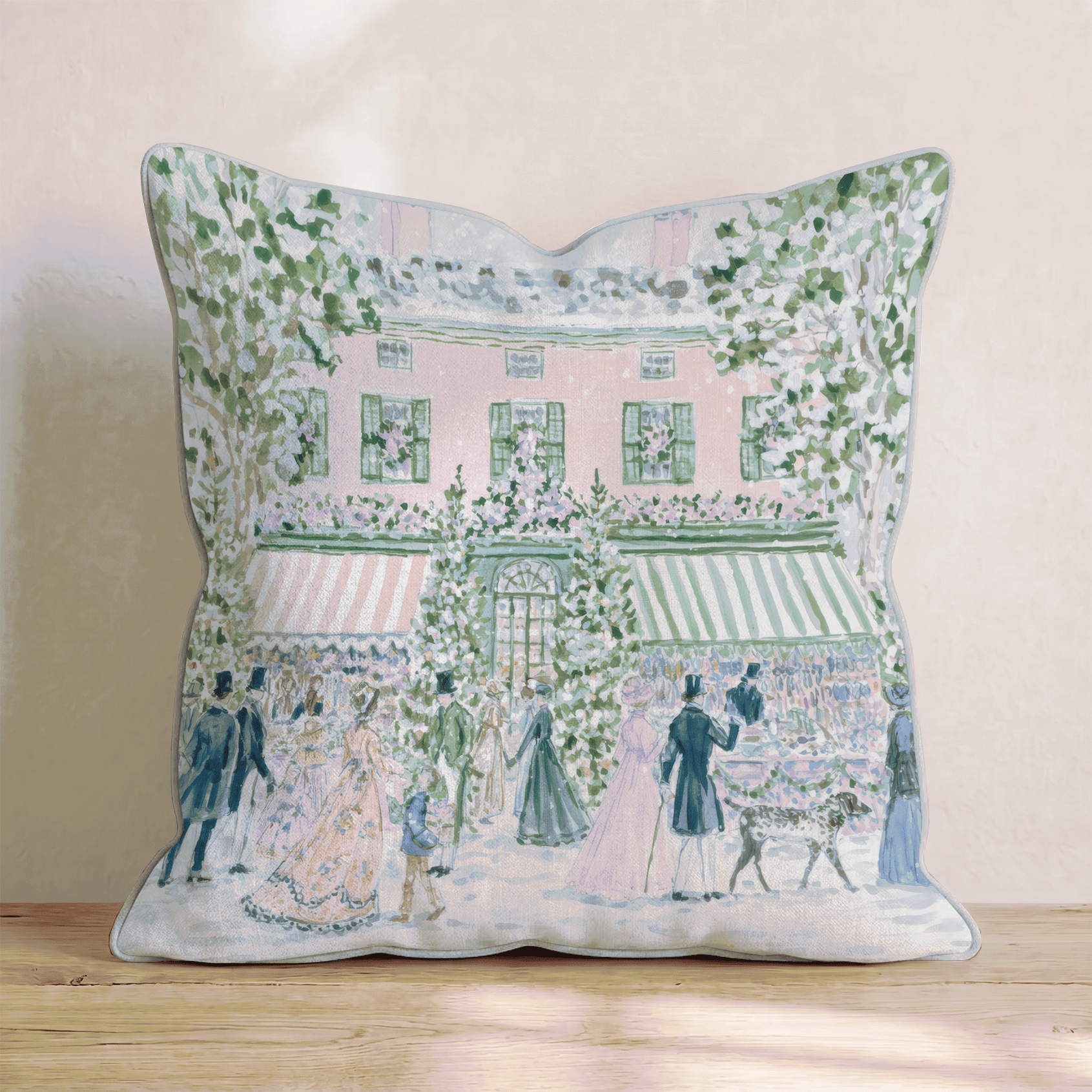 Old Time Christmas Market Throw Pillow - Hillcroft Home