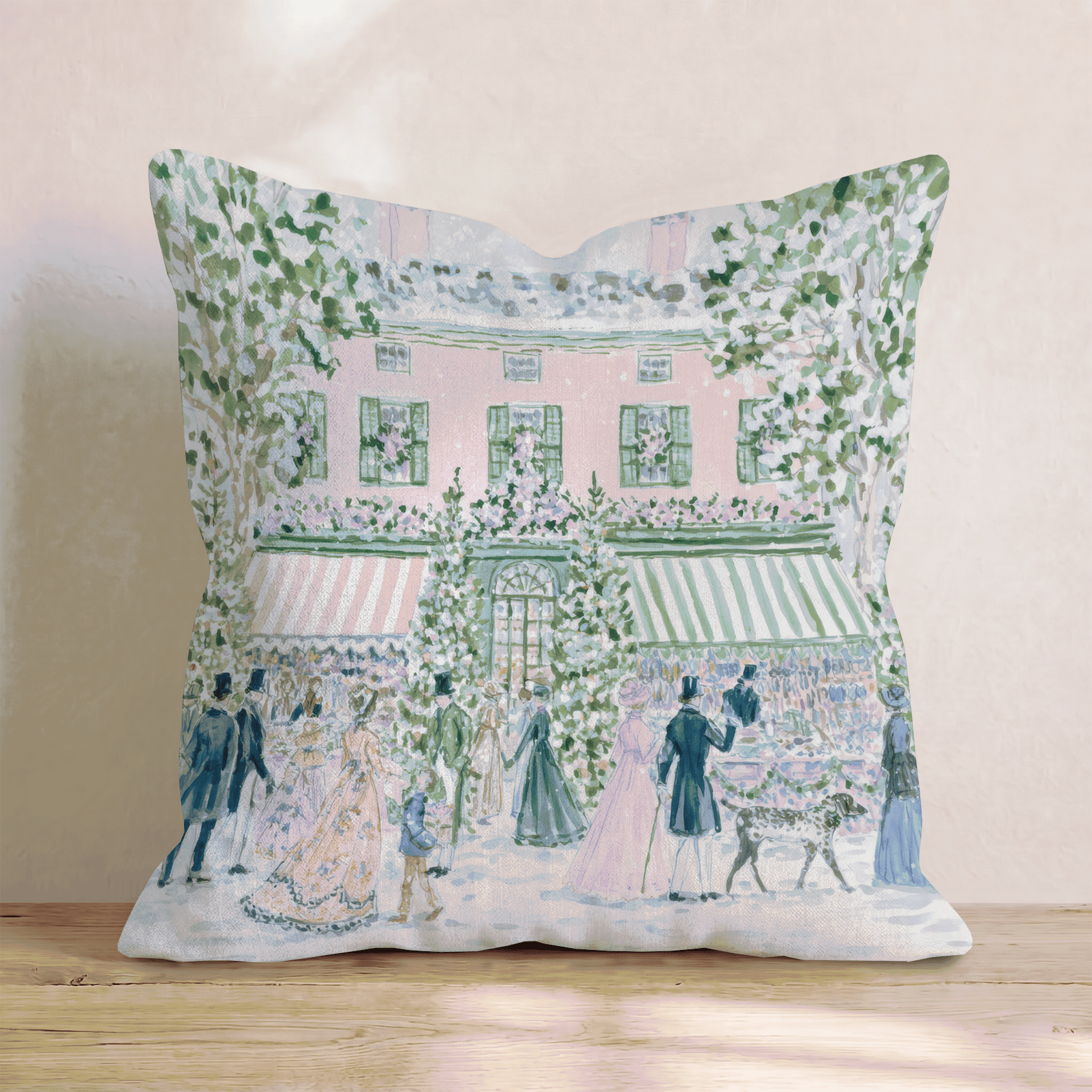 Old Time Christmas Market Throw Pillow - Hillcroft Home