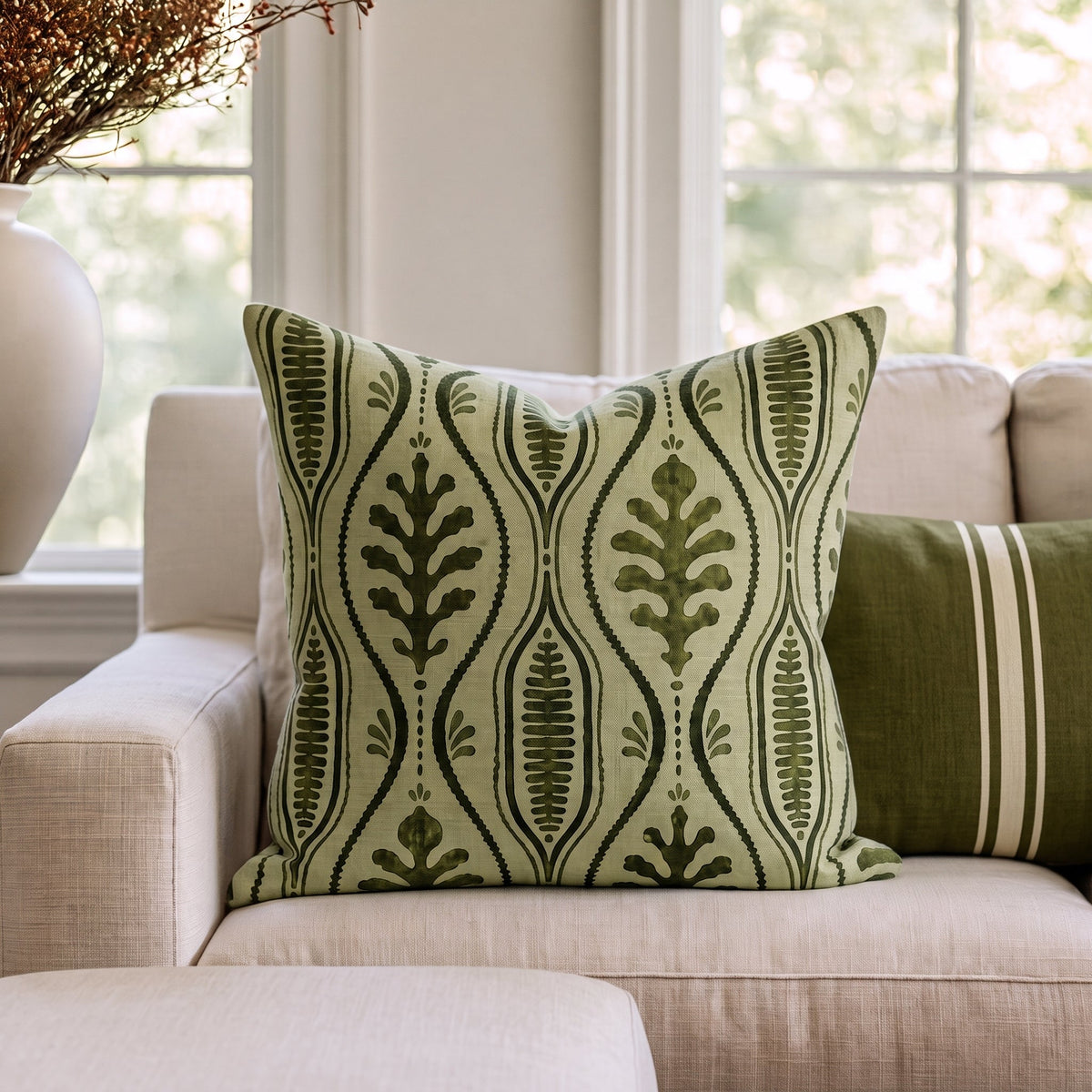 Olive Botanica Throw Pillow throw pillow - Hillcroft Home