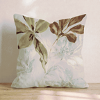 Olive & Brown Botanical Throw Pillow throw pillow - Hillcroft Home