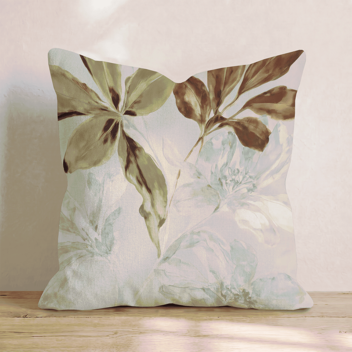 Olive & Brown Botanical Throw Pillow throw pillow - Hillcroft Home