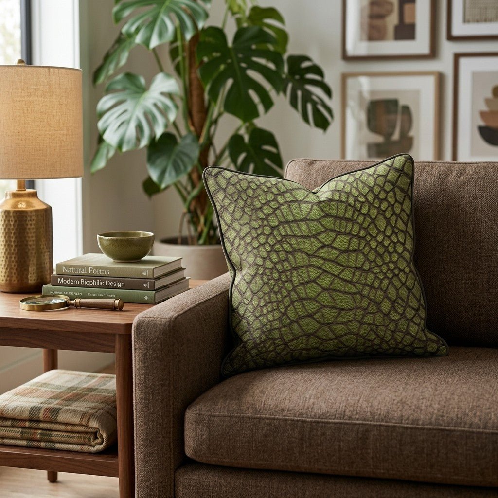 Olive Croc Ridge Throw Pillow - Hillcroft Home