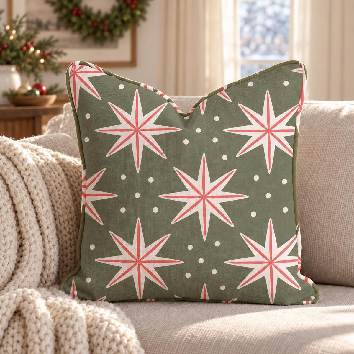 Olive Starlight Throw Pillow throw pillow - Hillcroft Home