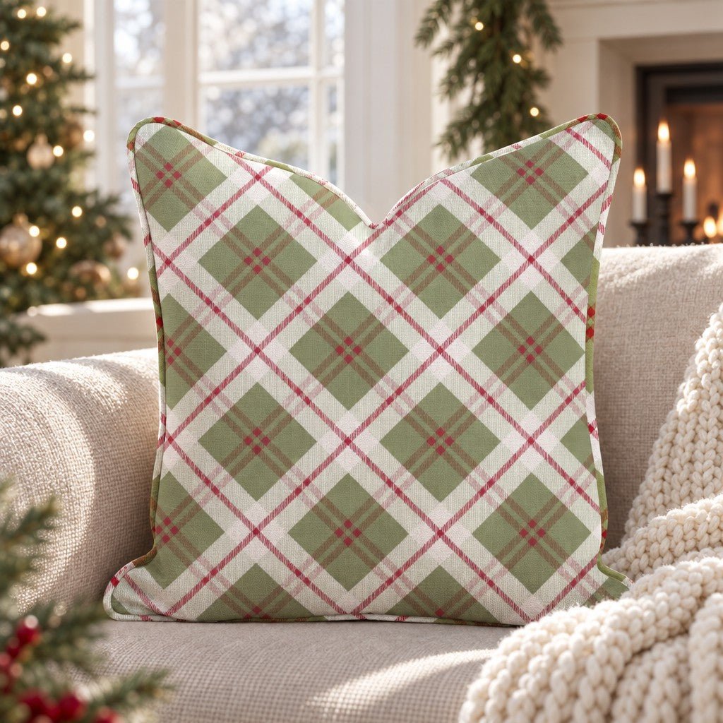 Olive the Other Plaids Throw Pillow throw pillow - Hillcroft Home