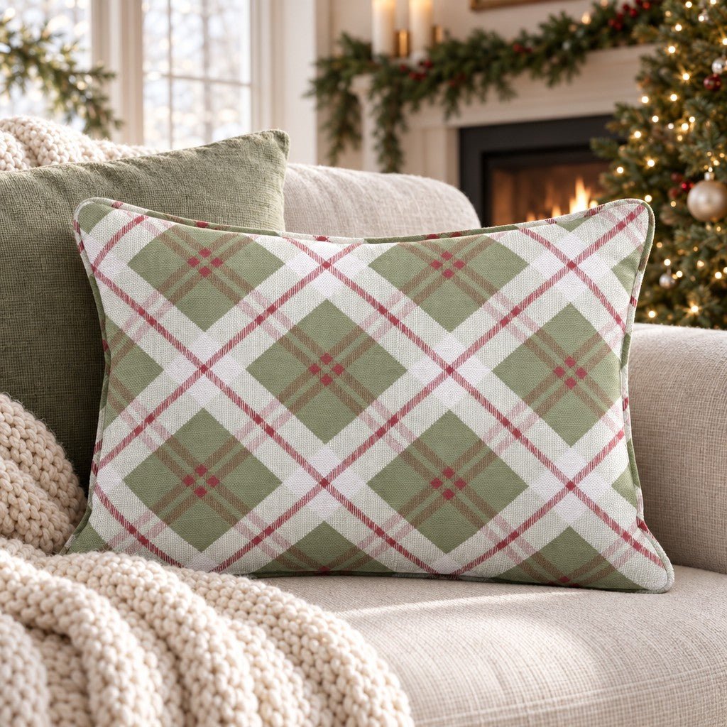 Olive the Other Plaids Throw Pillow throw pillow - Hillcroft Home