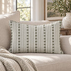 Olive Ticking Blossom Throw Pillow throw pillow - Hillcroft Home