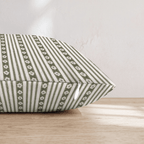 Olive Ticking Blossom Throw Pillow throw pillow - Hillcroft Home