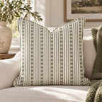 Olive Ticking Blossom Throw Pillow throw pillow - Hillcroft Home