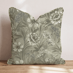 Olive Wildflower Throw Pillow throw pillow - Hillcroft Home