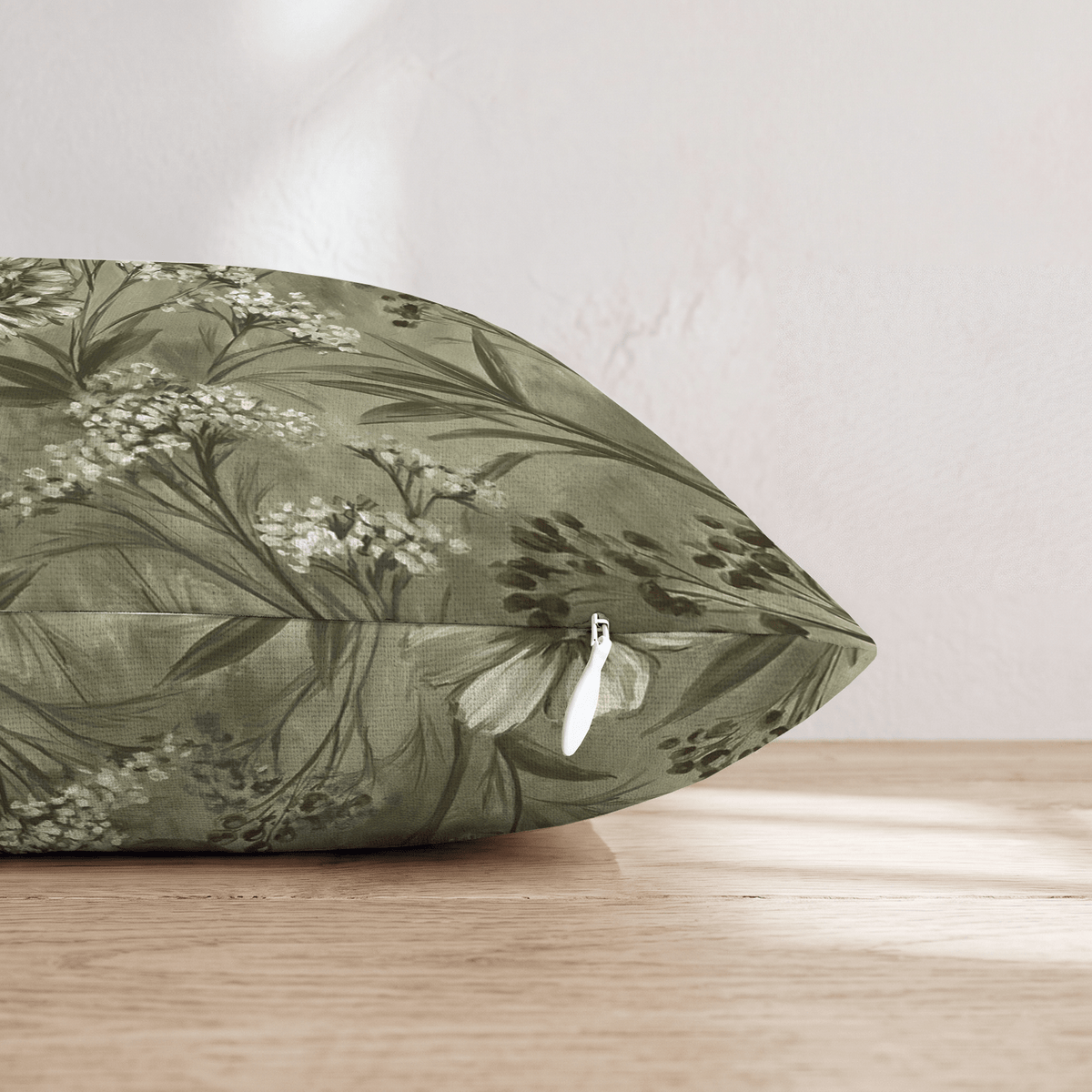 Olive Wildflower Throw Pillow throw pillow - Hillcroft Home