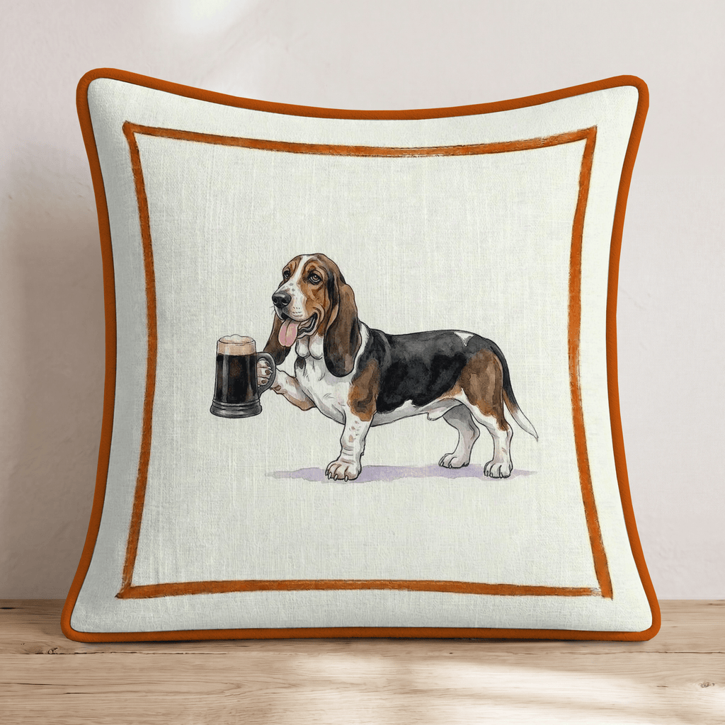 On Tap Basset Hound Throw Pillow - Hillcroft Home
