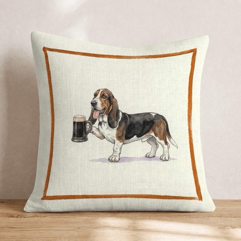 On Tap Basset Hound Throw Pillow - Hillcroft Home