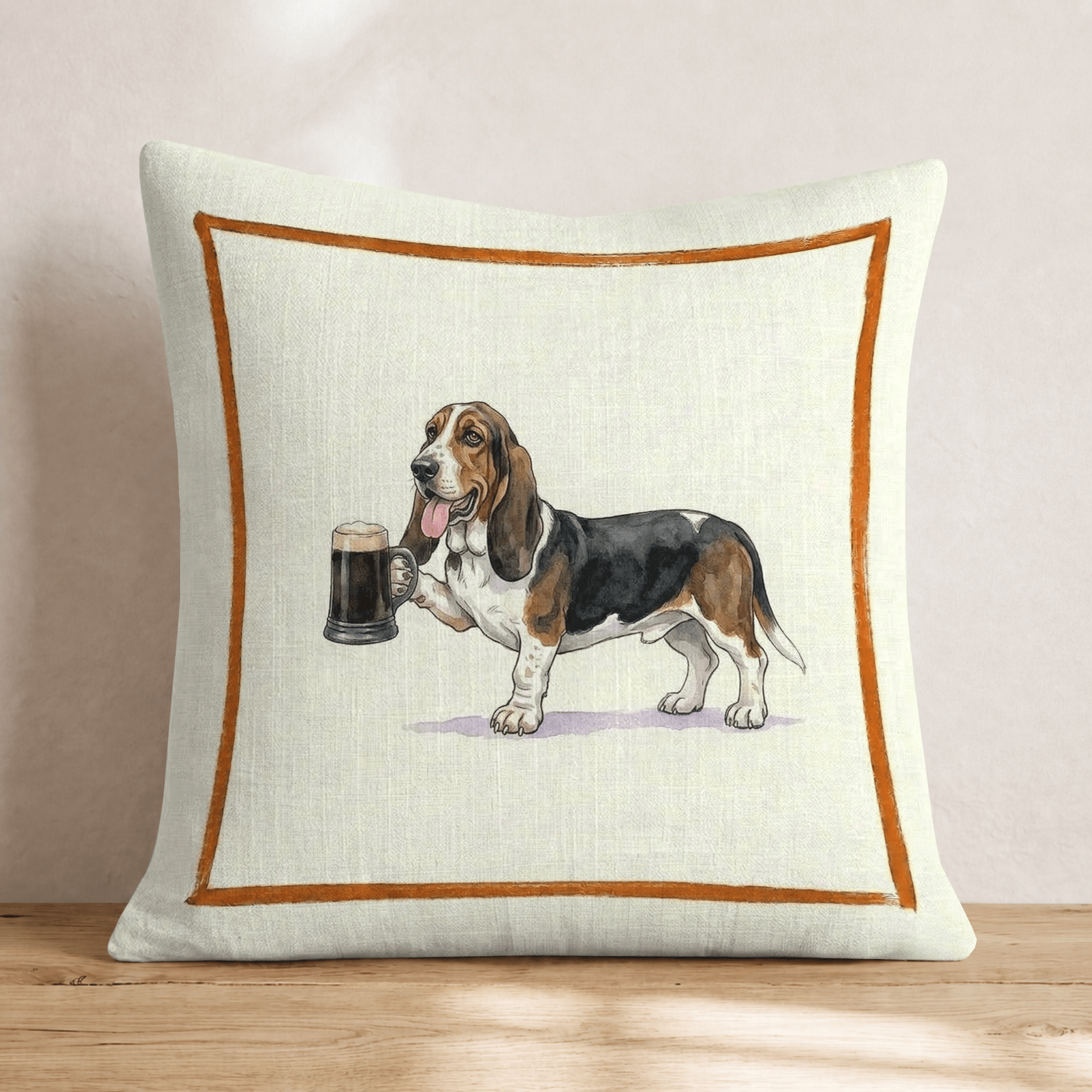 On Tap Basset Hound Throw Pillow - Hillcroft Home