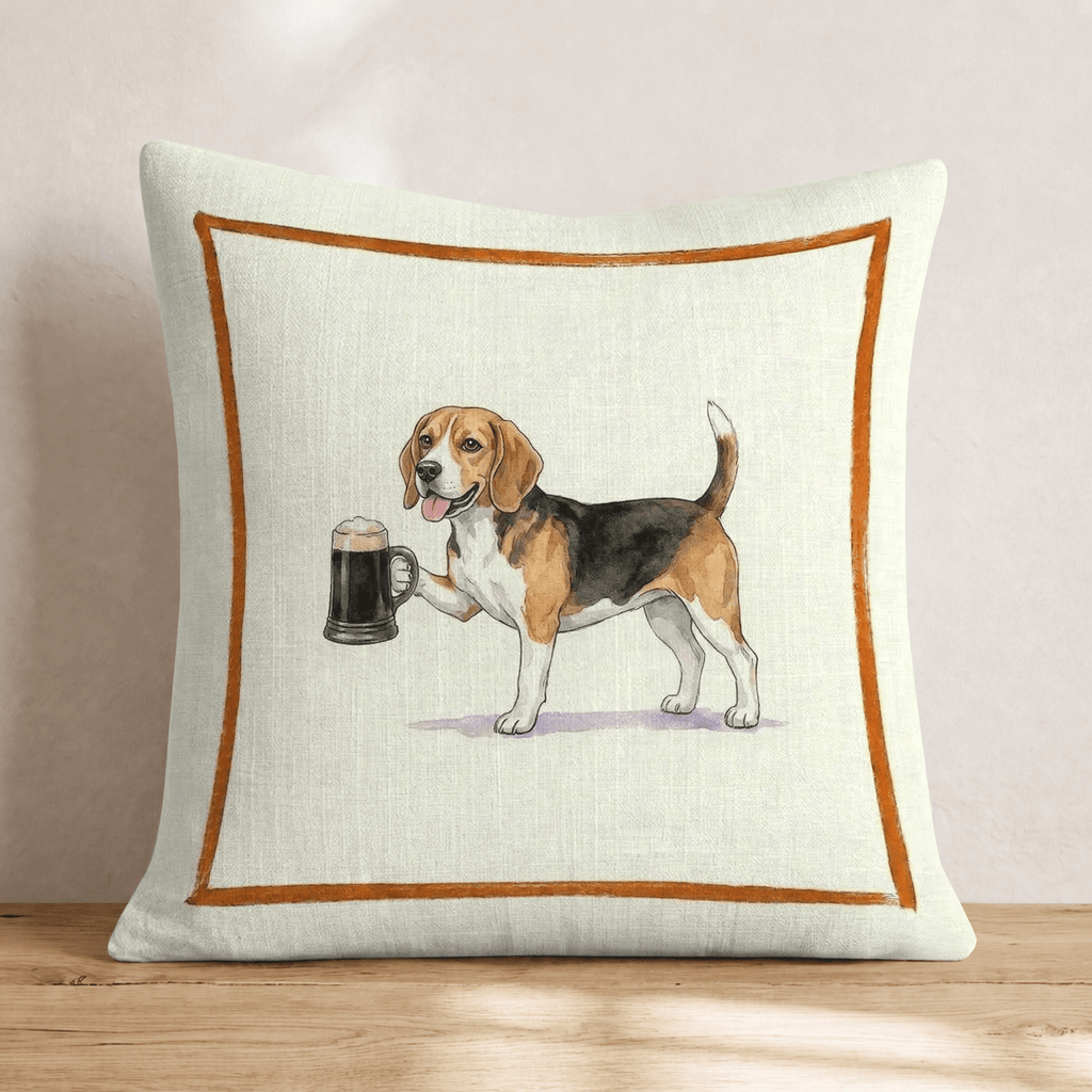 On Tap Beagle Throw Pillow - Hillcroft Home