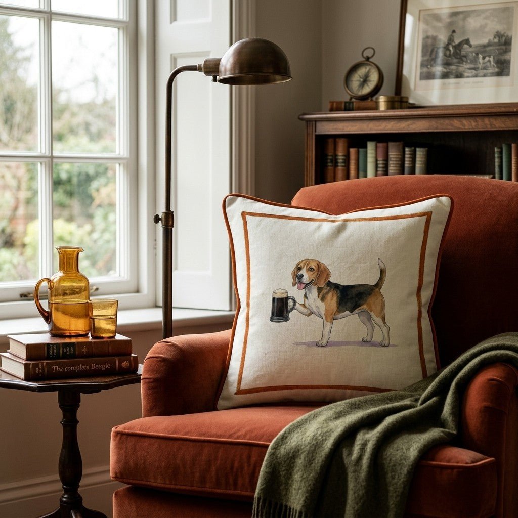 On Tap Beagle Throw Pillow - Hillcroft Home