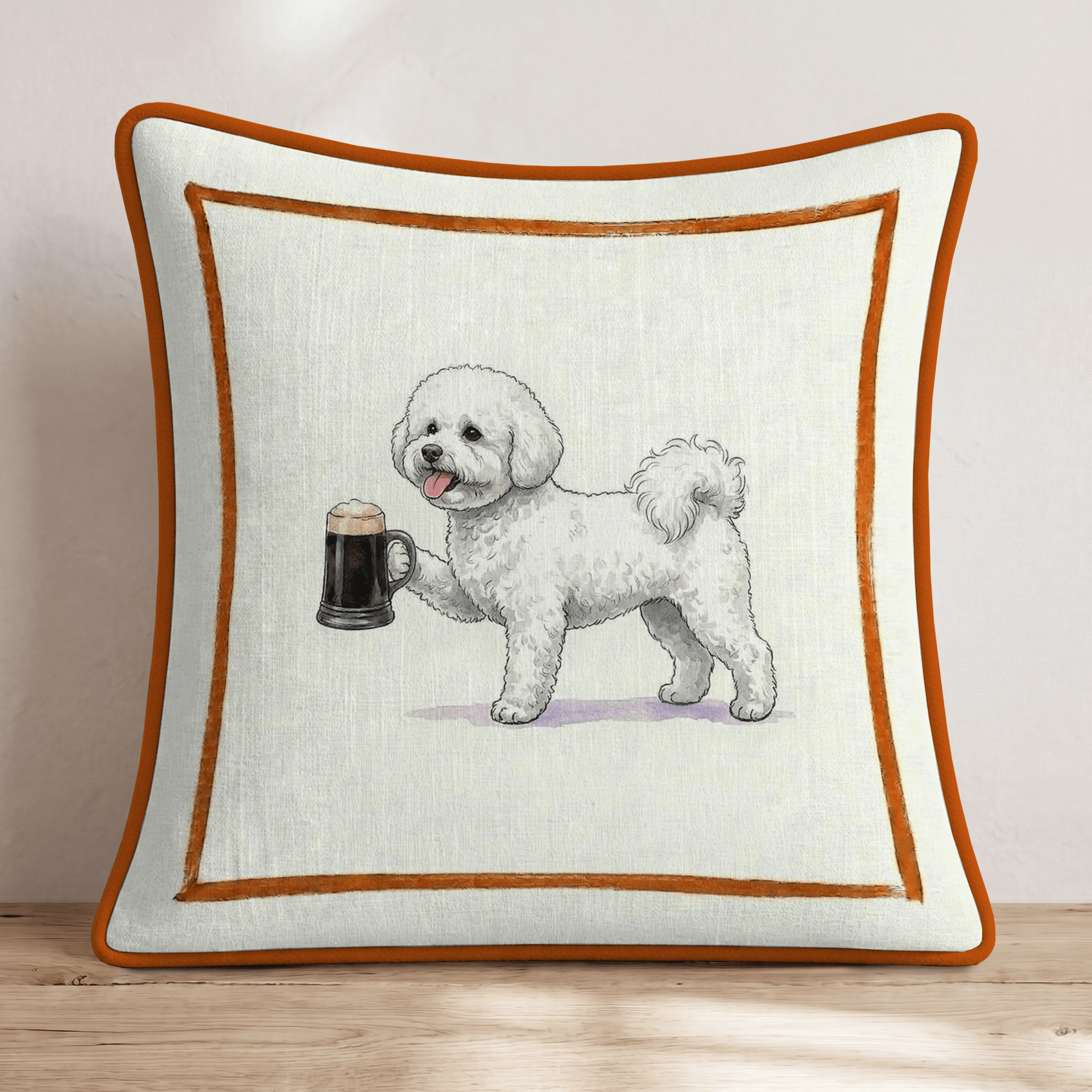 On Tap Bichon Throw Pillow - Hillcroft Home
