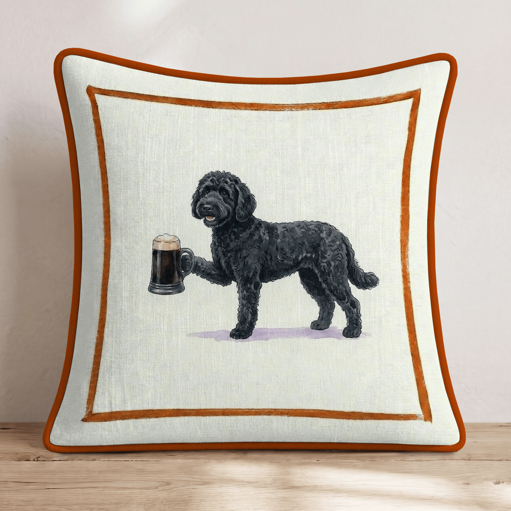 On Tap Black Goldendoodle Throw Pillow - Hillcroft Home