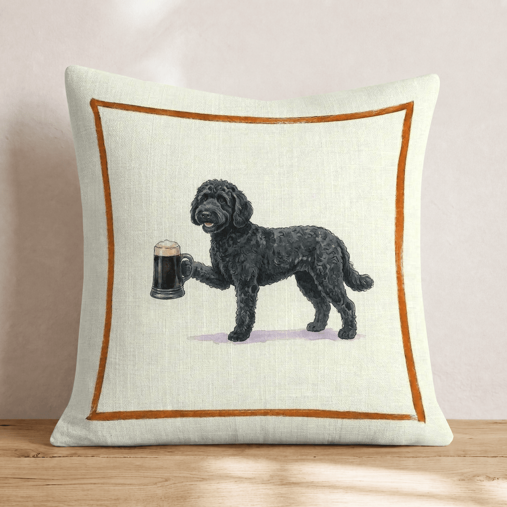 On Tap Black Goldendoodle Throw Pillow - Hillcroft Home