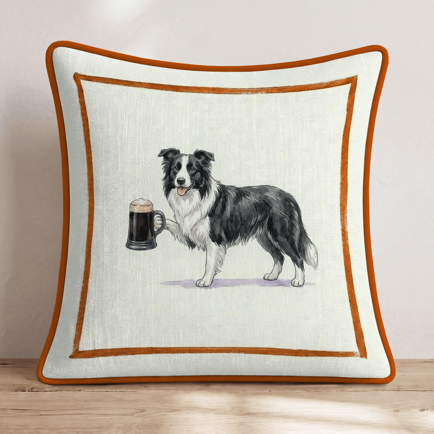 On Tap Border Collie Throw Pillow - Hillcroft Home