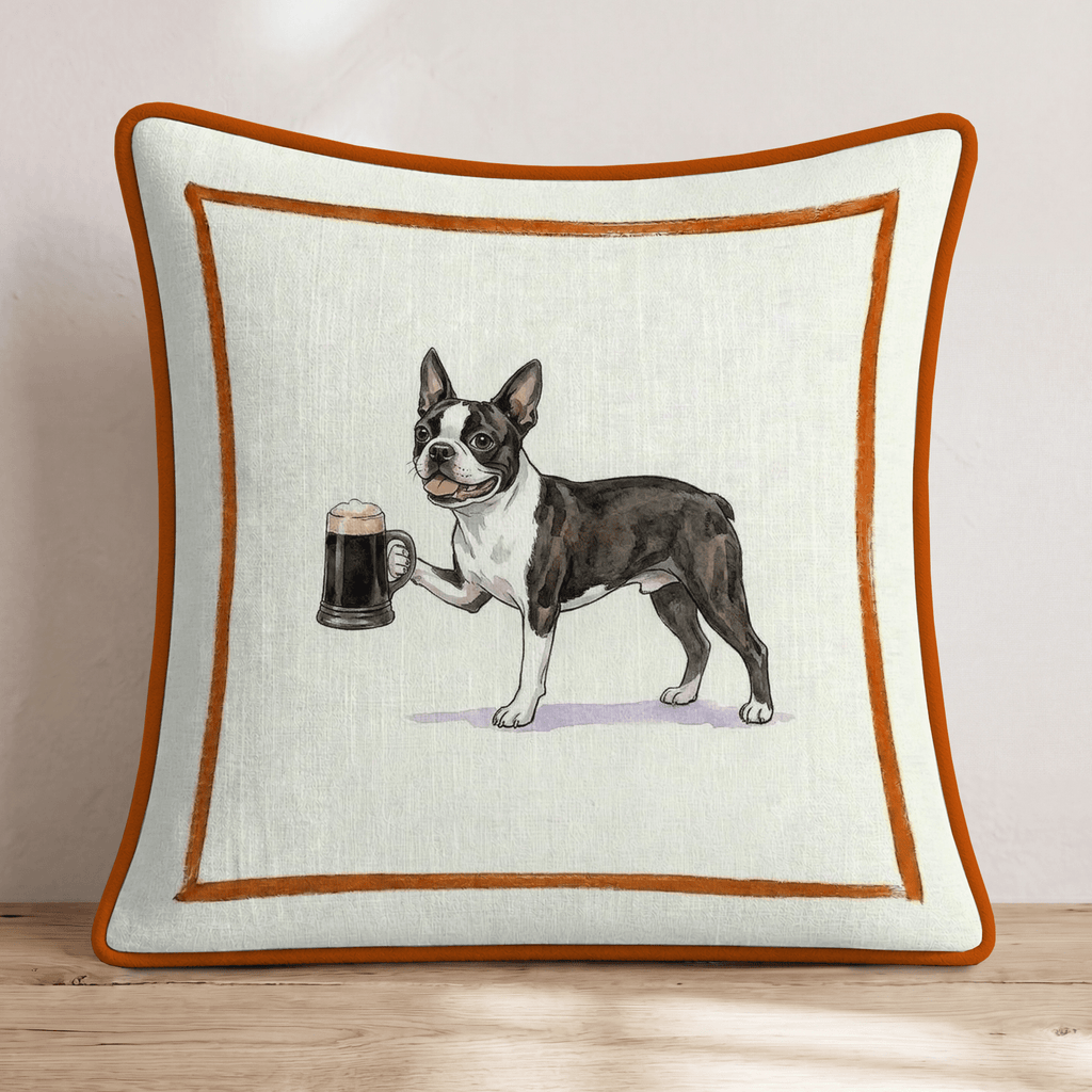 On Tap Boston Terrier Throw Pillow - Hillcroft Home