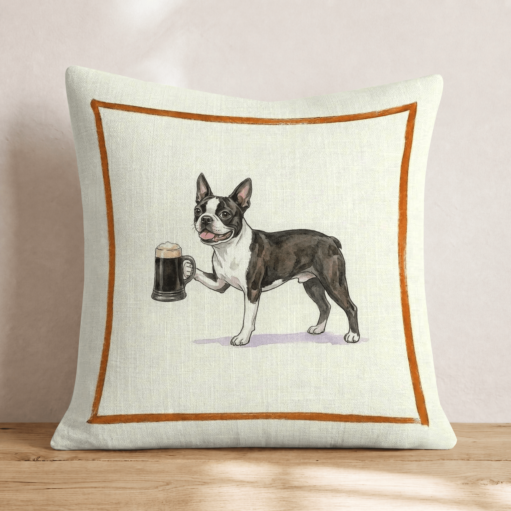 On Tap Boston Terrier Throw Pillow - Hillcroft Home