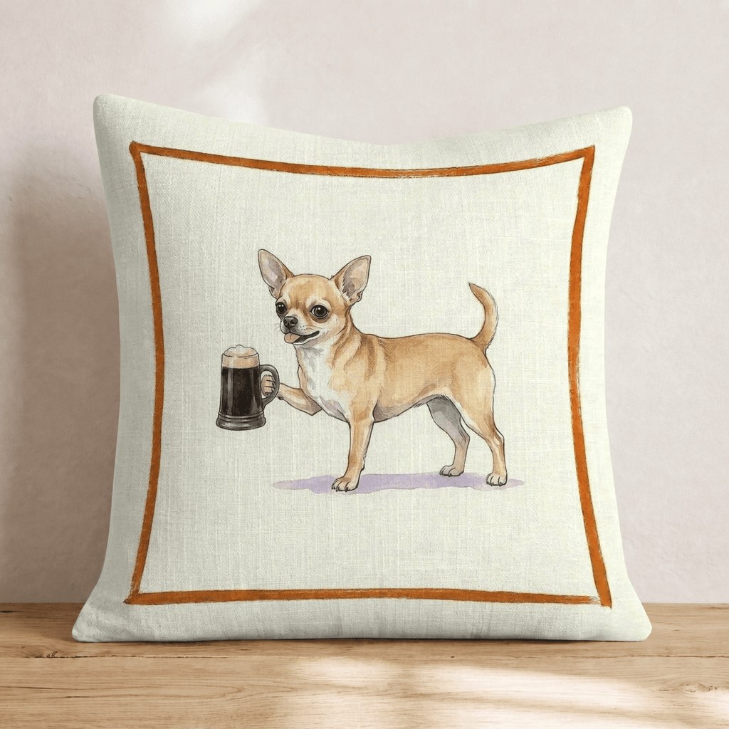 On Tap Chihuahua Throw Pillow - Hillcroft Home
