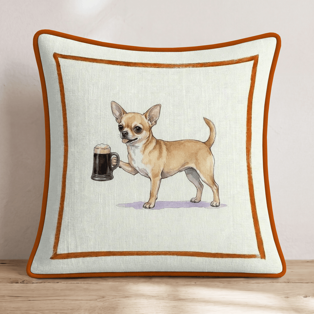 On Tap Chihuahua Throw Pillow - Hillcroft Home