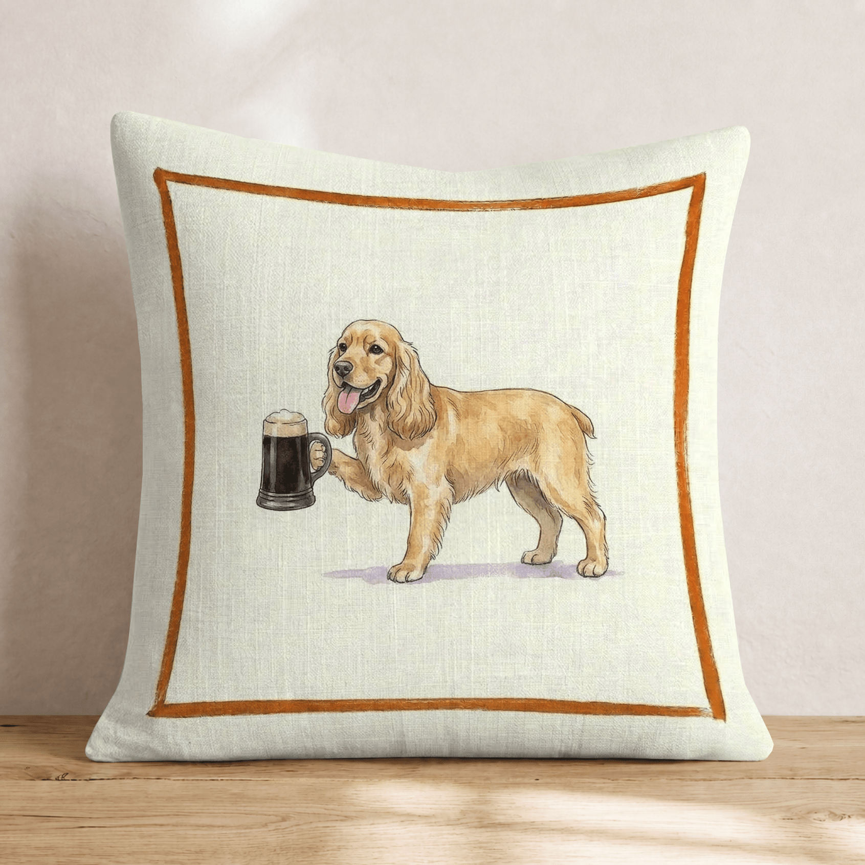 On Tap Cocker Spaniel Throw Pillow - Hillcroft Home