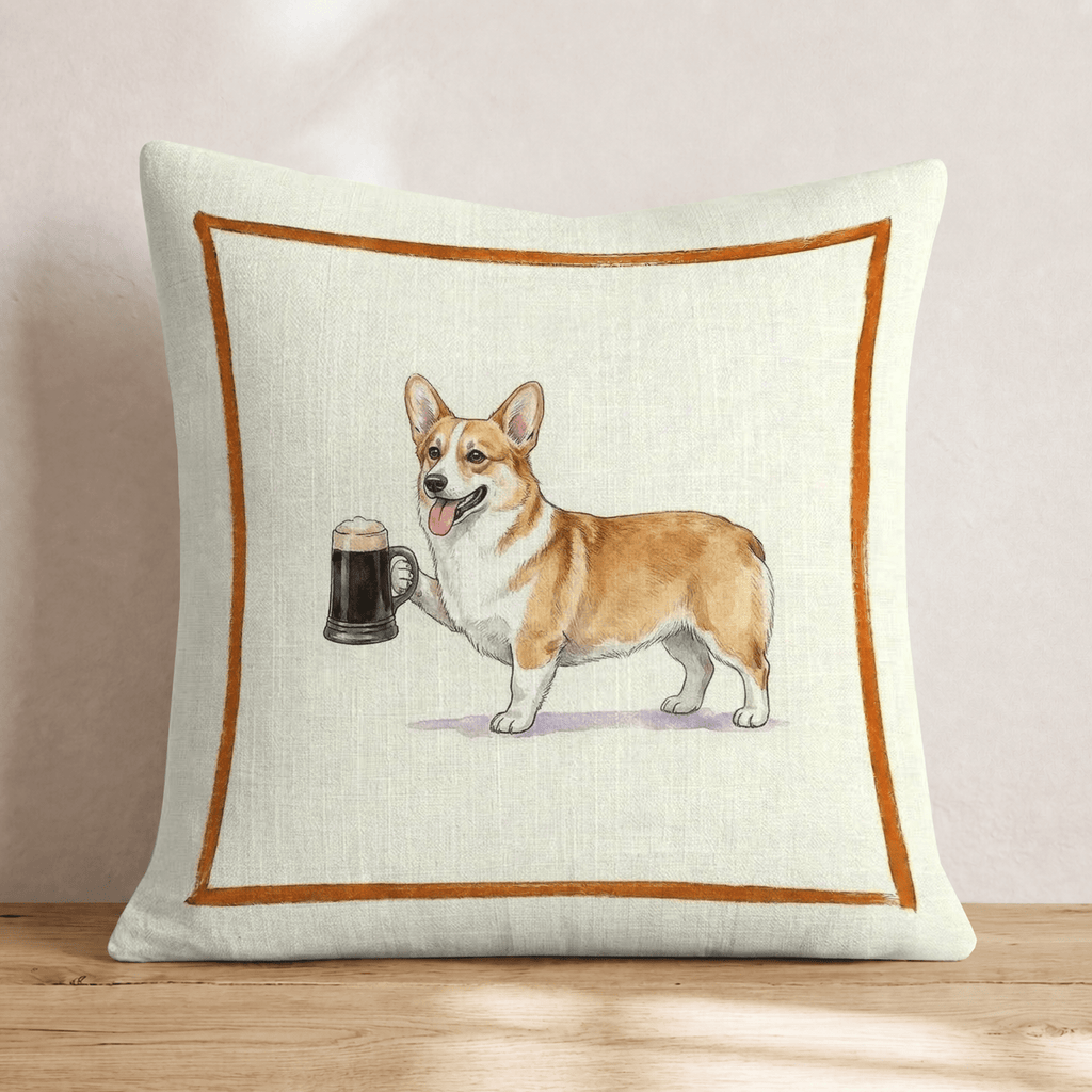 On Tap Corgi Throw Pillow - Hillcroft Home