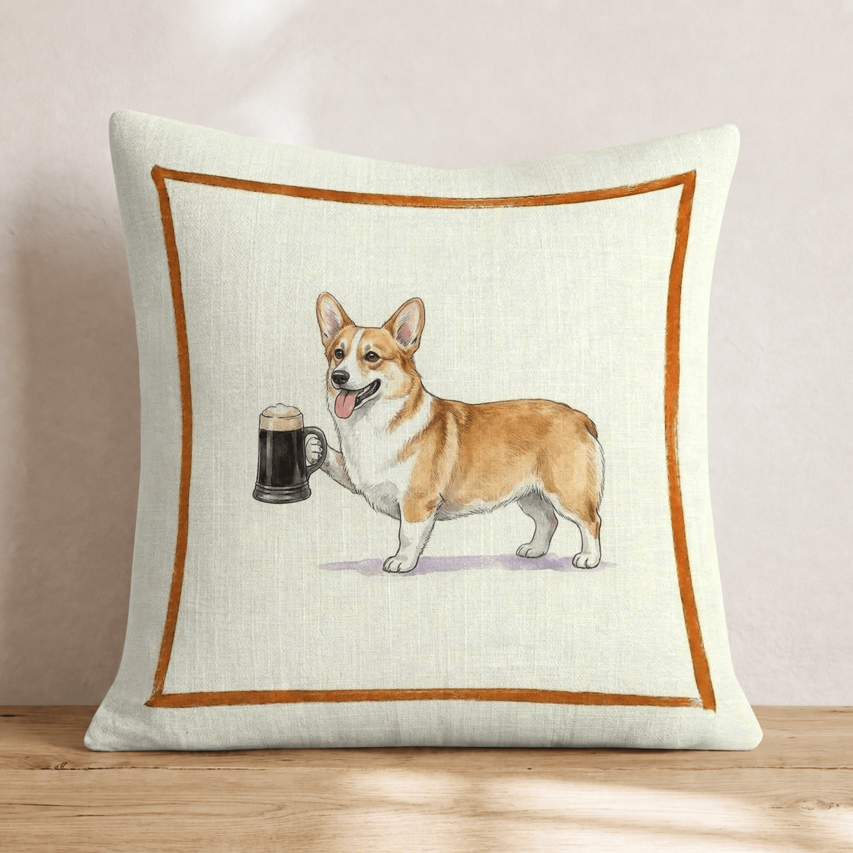 On Tap Corgi Throw Pillow - Hillcroft Home