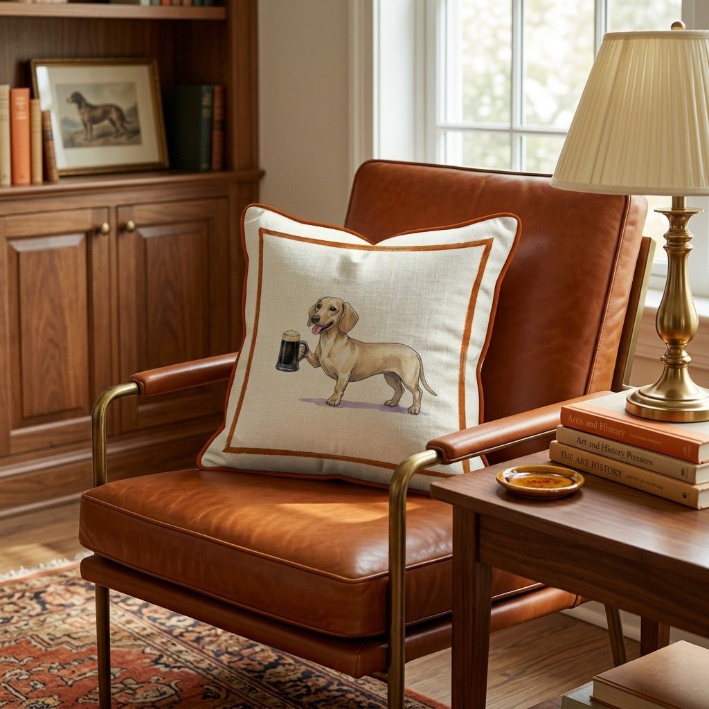 On Tap Dachshund Throw Pillow - Hillcroft Home