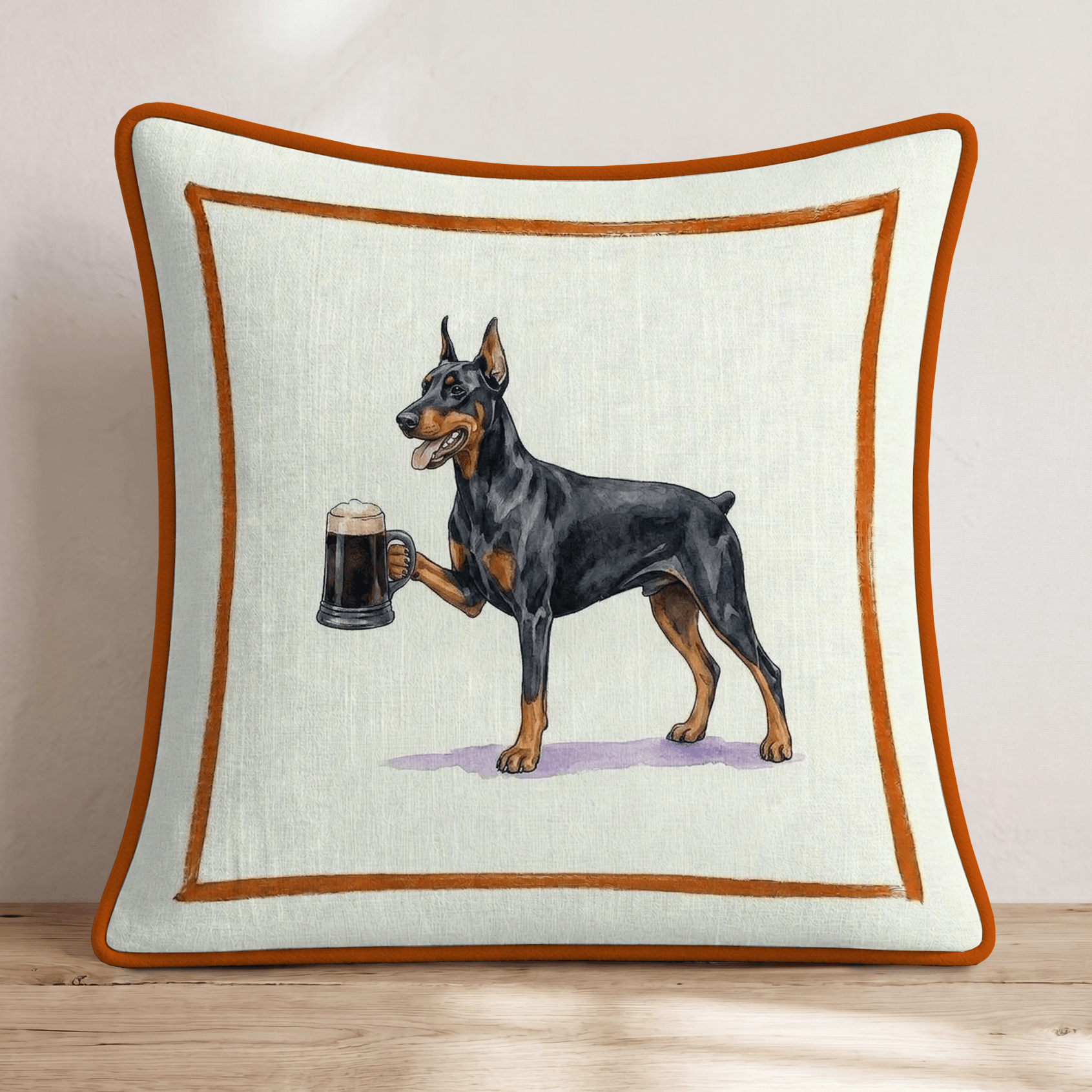 On Tap Doberman Throw Pillow - Hillcroft Home
