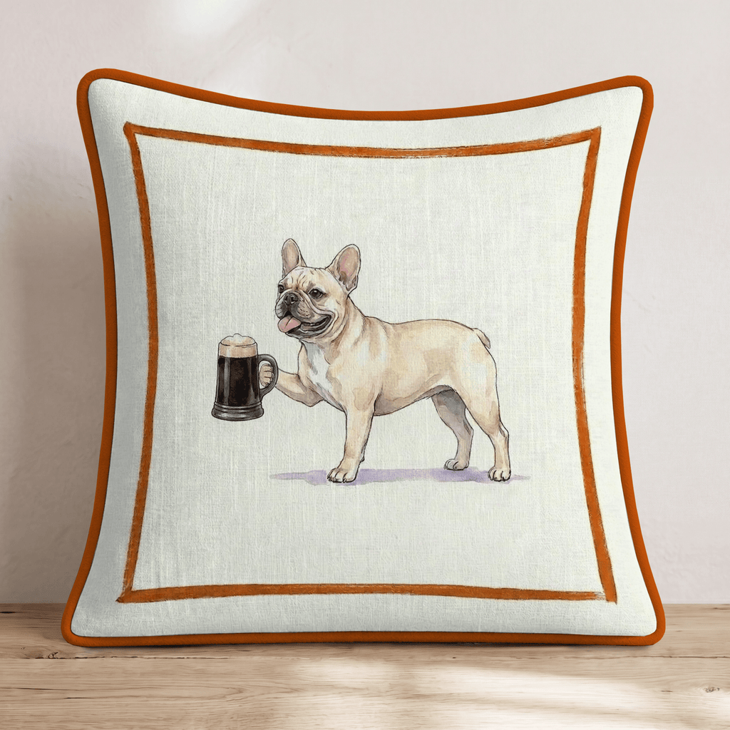 On Tap Frenchie Throw Pillow - Hillcroft Home