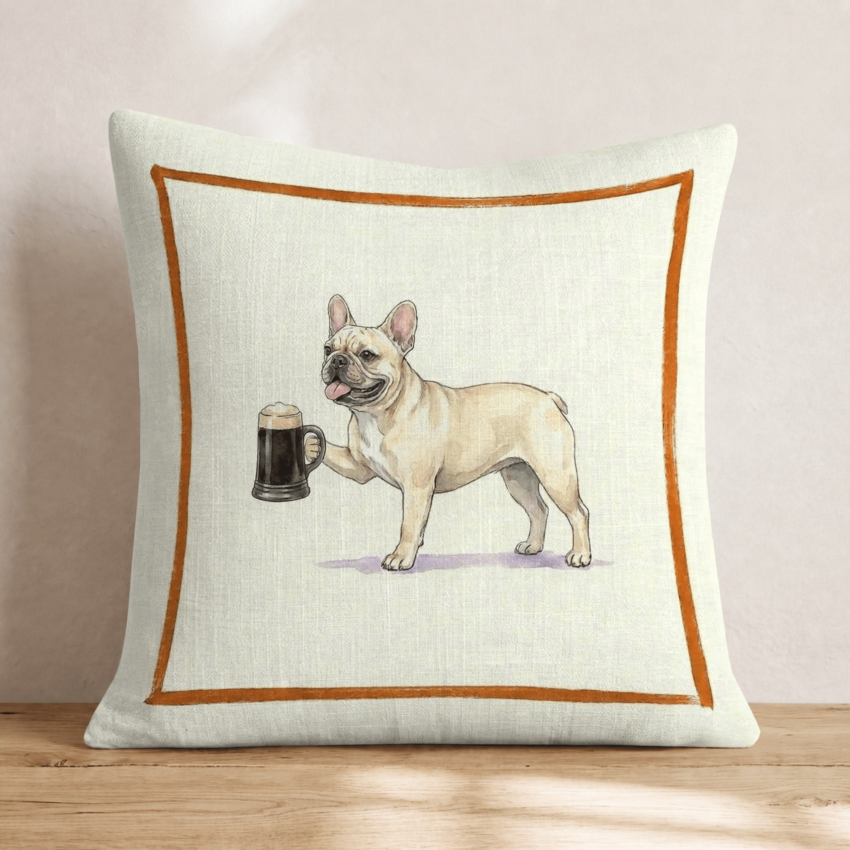 On Tap Frenchie Throw Pillow - Hillcroft Home