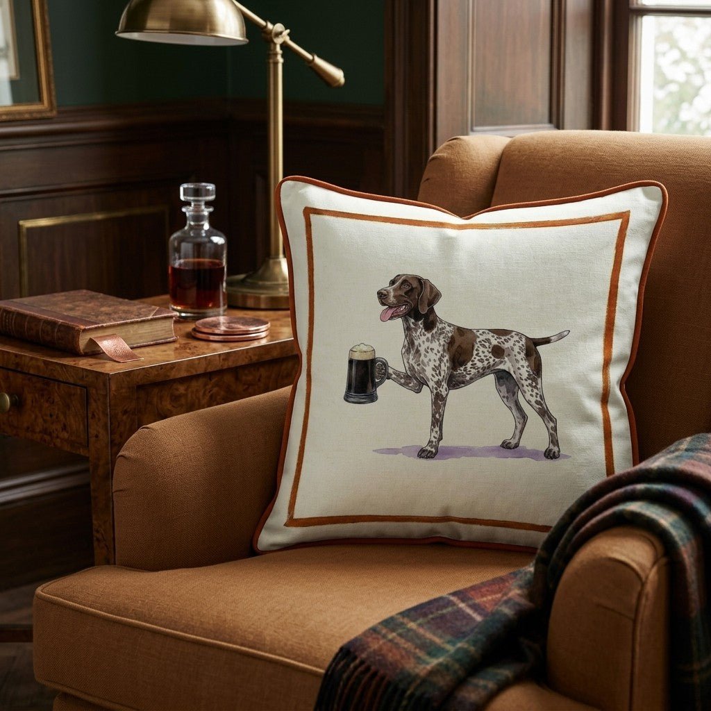 On Tap German Shorthaired Pointer Throw Pillow - Hillcroft Home