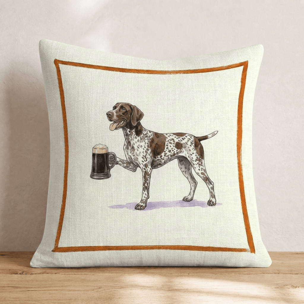 On Tap German Shorthaired Pointer Throw Pillow - Hillcroft Home