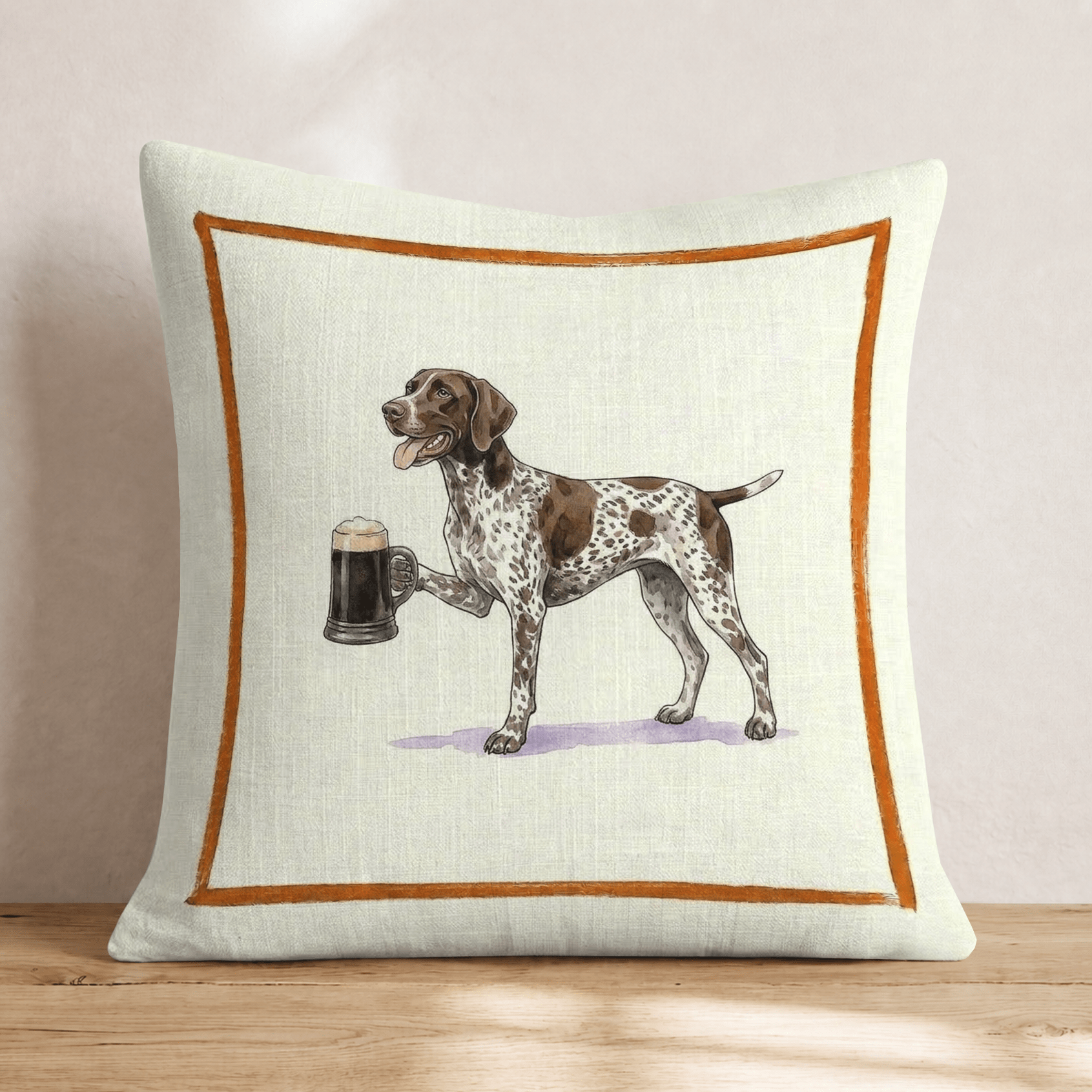 On Tap German Shorthaired Pointer Throw Pillow - Hillcroft Home