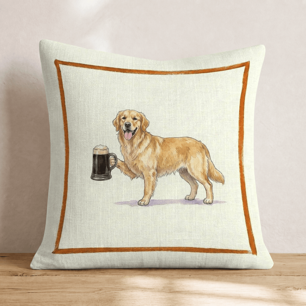 On Tap Golden Retriever Throw Pillow - Hillcroft Home