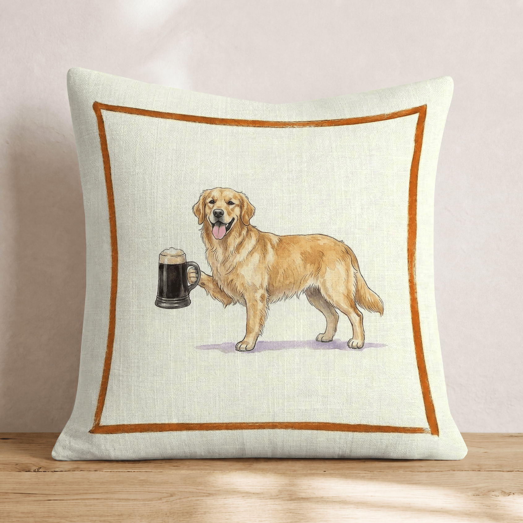 On Tap Golden Retriever Throw Pillow - Hillcroft Home