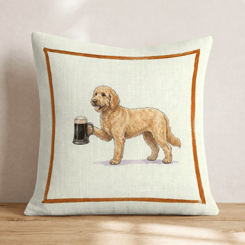On Tap Goldendoodle Throw Pillow - Hillcroft Home